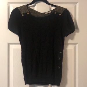 Kookai Black lace sweater with gold detail